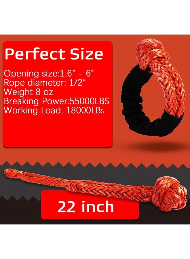 سلسلة ناعمة 1/2 'إكس 22 بوصة (57,000LBS) كسر القوة ، حبل استعادة الطرق الاصطناعية للإبحار سيارة الرباعية الدقيقة ATV 4X4 شاحنة جيب 2 حزمة - أكثر أمانا من سلسلة معدنية - Image 5